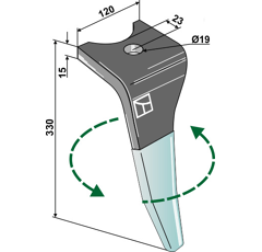 Dent 330 mm gauche pour herse rotative AMAZONE 6171300 adaptable - BlackSteel©