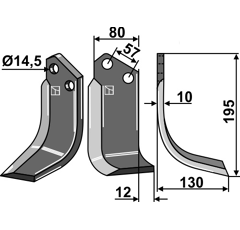 Lame droite pour Fraise/Rotavator CELLI 722557 adaptable - Blacksteel©