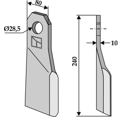 Fléau gauche pour broyeur 240x80mm  GILBERS 802-001 adaptable - Blacksteel©