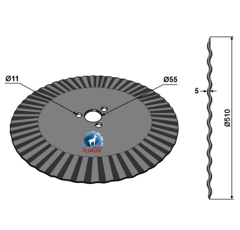 Coutre circulaire Ø 510 mm NIAUX pour charrue KK06114 adaptable - BalckSteel©