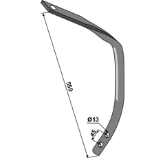 Dent partie inférieure 550 x 45 mm pour cultivateur adaptable