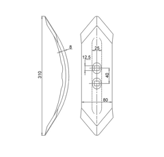 Soc réversible type MIXING 80x8x310 mm 105000649 adaptable