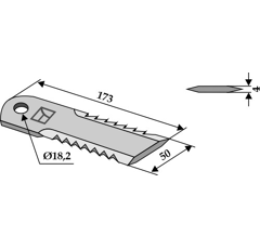 Couteau cranté pour moissonneuse-batteuse NEW HOLLAND 84065059 adaptable - BlackSteel©