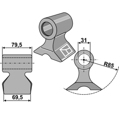 Marteau pour broyeur BERTI 110-1950 adaptable - Blacksteel©