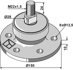 Palier pour cover-crops courts Ø 150 - 130 mm adaptable - BlackSteel©