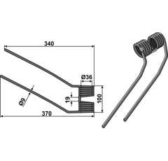 Dent de fenaison pour faneuse DEUTZ-FAHR 6580391 adaptable - BlackSteel©