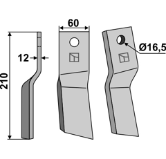 Lame gauche pour Fraise/Rotavator HOWARD 184215 adaptable - Blacksteel©