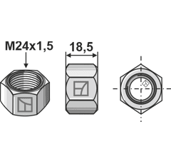 Mutter M24x1,5 - verzinkt - links Gewinde - 3030997 | Lemken - Nachbau