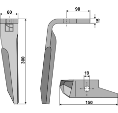 Dent Gauche pour herses rotatives AMAZONE 951012 (Alt) 950789 (Neu) adaptable - Blacksteel©
