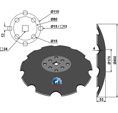Disque crénelé ∅460x4 pour déchaumeur AGRISEM TCS-DIS-508 adaptable - BlackSteel©