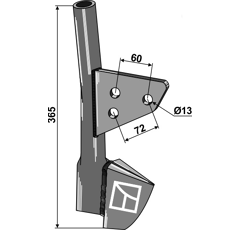 Tubo delantero 365 mm para sembradora PÖTTINGER - RABE 7990086102 adaptable