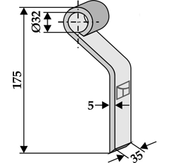 Fléau pour broyeur 175x35mm AGROMET  adaptable - Blacksteel©