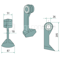 Marteau pour broyeur 87x51mm NOBILI Adaptable 