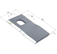 KM-Klinge rechts 134x55x4 mm LochØ: 28x21 mm 13800047N JF-Stoll Nachbau 