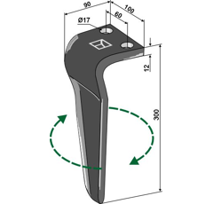 Dent Droite pour herses rotatives MASCHIO / GASPARDO 36100210 adaptable - Blacksteel©
