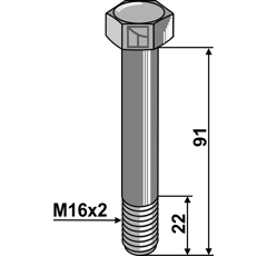 Boulon M16x2 x 91 pour broyeur KUHN adaptable - Blacksteel©