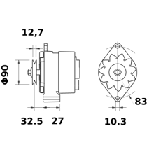 Alternateur MAHLE LETRIKA 14 V - 65 A / 	MG 272