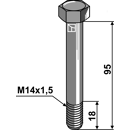 Boulon M14x1,5 x 95 pour broyeur KUHN adaptable - Blacksteel©