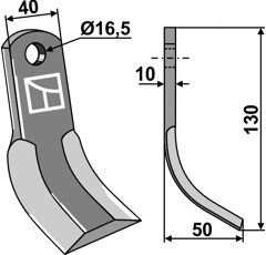Couteau-Y pour broyeur 135x40mm KVERNELAND MA7800080 adaptable - Blacksteel©
