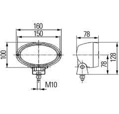 Phare de travail Oval Halogène 12V 55W pour MASSEY FERGUSON 148028 adaptable