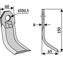 Couteau-Y pour broyeur 150x60mm AGRAM adaptable - Blacksteel©