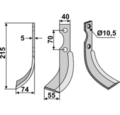 Fräsmesser Links 215 x 40 S.E.P., Benassi Nachbau