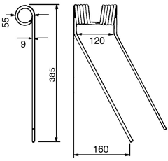 Dent gauche pour faneuse CLAAS 926351 adaptable