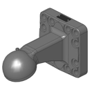 Kugelzugöse Kugel 80,Flanschmaß 160x160 mm, 12-Loch,Kopf 20° gekröpft, Schwarz     