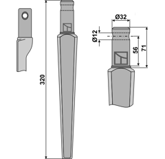 Dent pour herse rotative PEGORARO 006100-01 adaptable - Blacksteel©