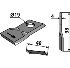 KM-Klingen rechts 98x48x4LochØ: 19 mm 80286 SIP Nachbau 