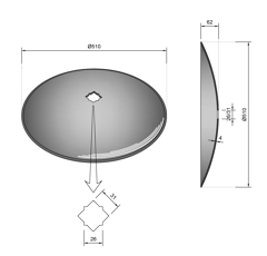 Glatte Sechscheibe 510x4 ht62 Quadratloch 26 oder 31