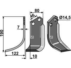 Lame gauche pour Fraise/Rotavator FORIGO-ROTERITALIA F3156110 adaptable