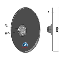 Disque lisse complet Ø382x4 mm pour semoir KONGSKILDE 200058605 adaptable - Blacksteel©