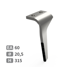 Dent de herse rotative Droite avec 5 plaquettes carbure VICON FE7U00033 adaptable