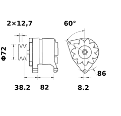 Lichtmaschine für Traktoren MAHLE LETRIKA IA0415 14V 65A
