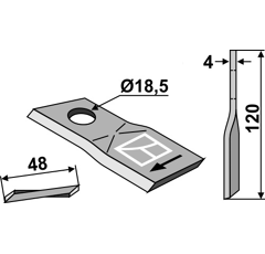 Couteau rotatif droit pour faucheuse LELY 434989 adaptable - Blacksteel©