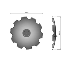 Gezackte gewölbte Scheibe Ø 610 mm für Grubber Nachbau.