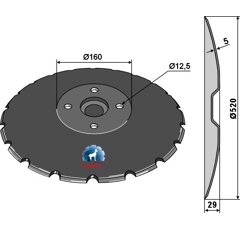 Disque crénelé Ø520x5 pour déchaumeur LEMKEN 34910051 adaptable - Blacksteel©