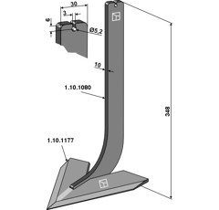 Dent avec cœur 80 x 10 mm pour bineuse STEKETEE 405608 adaptable - BlackSteel©