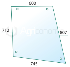 Vitre de porte supérieure pour machine agricole FIAT 9960959 adaptable