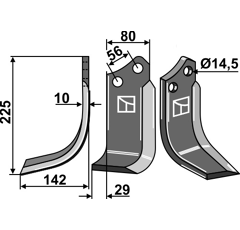 Soc latéral gauche 80 mm pour cultivateur R17820870R adaptable