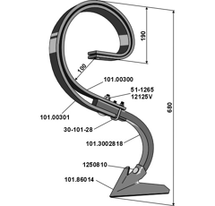 Dent à ressort + soc pour cultivateur FARMET 3000299 adaptable - Blacksteel©