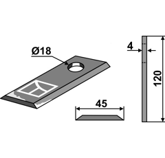 Cuchilla rotativa reversible para segadora KUHN 56451210 adaptable - BlackSteel©