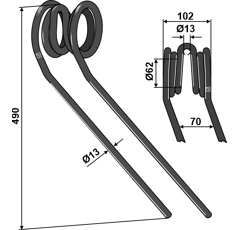 Griffe Ø13mm droite pour semoir LEMKEN 35310035 adaptable - Blacksteel©