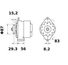 Alternateur MAHLE LETRIKA 14 V - 33 A / MG 438