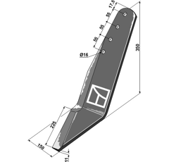 Reja bajo subsolador - izquierdo para descompactador LEMKEN 3513301 adaptable - Blacksteel©