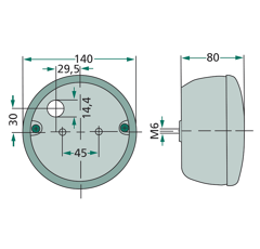 Feu arrière tracteur rond - HELLA