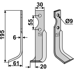 Fräsmesser 195x30mm, links - 10204 | Grillo - Nachbau