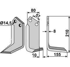 Fräsmesser Rechts 195 x 80 Muratori Nachbau