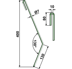 Griffe Ø7mm gauche pour semoir AMAZONE 3742300 adaptable